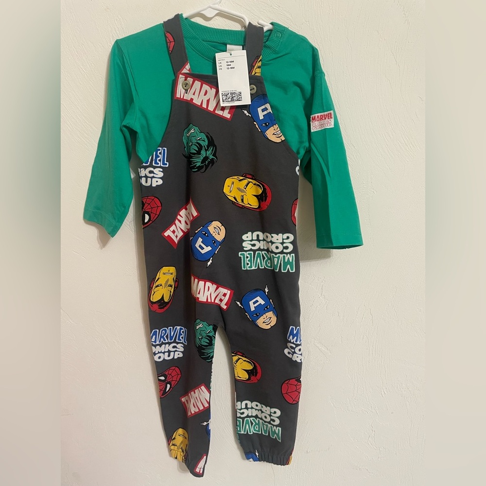 H&M Marvel overalls set 18 mo